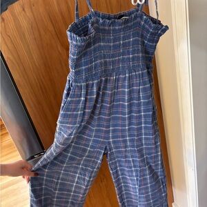 Blue Plaid Jumpsuit tea brand size 12